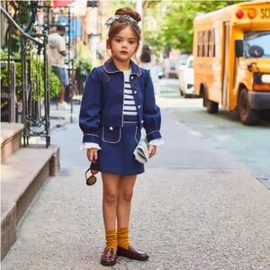 Janie and Jack Navy Blue White Promenade Cropped Jacket